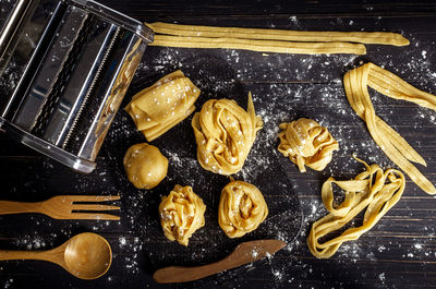 High angle view of food on table