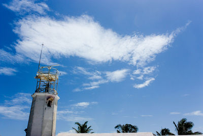 Low angle view of building against blue sky