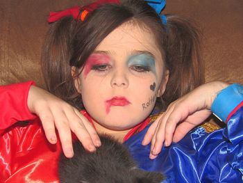 Close-up portrait of girl at home