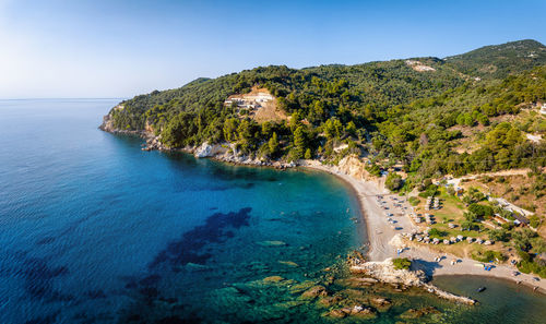 Scenic view of sea against clear sky