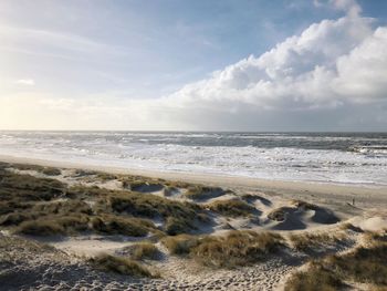 Scenic view of beach against sky