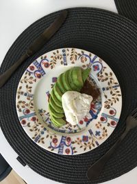 High angle view of ice cream in plate
