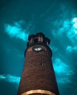 Low angle view of historical building against sky at night