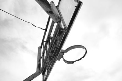 Low angle view of basketball hoop against sky