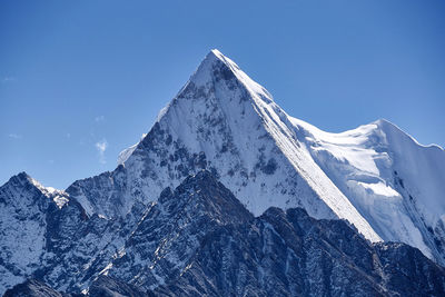 Scenic view of snow covered mountains