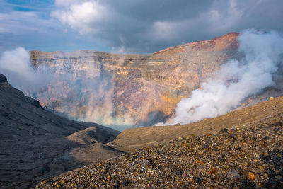 Panoramic view of volcanic mountain