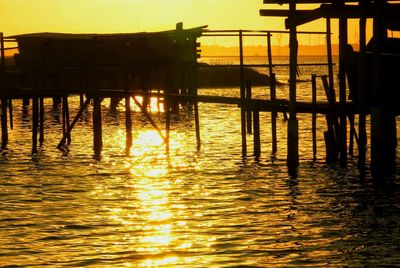 Scenic view of sea at sunset