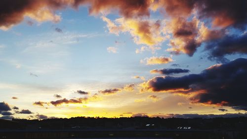 Scenic view of dramatic sky at sunset