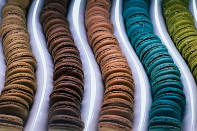 Full frame shot of colorful macaroons