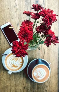 Flower vase on table