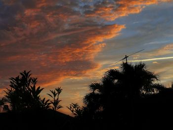 Silhouette of trees against cloudy sky