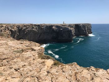 Scenic view of sea against clear sky