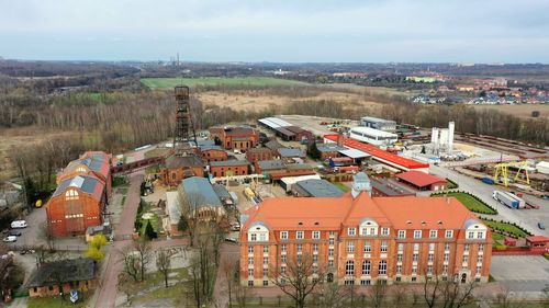 High angle view of townscape against sky