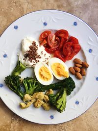 Directly above shot of food in plate on table