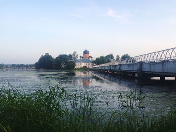 View of bridge over river against sky