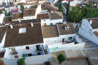 High angle view of residential buildings