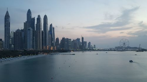 Panoramic view of city buildings against sky