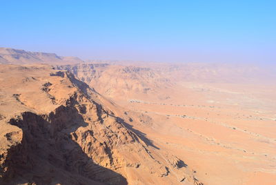 Scenic view of desert against clear sky