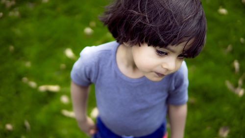 Close-up of boy standing outdoors
