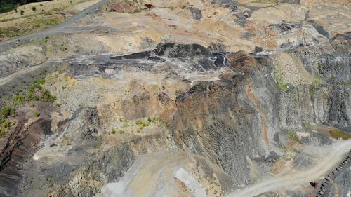 High angle view of rocks on land