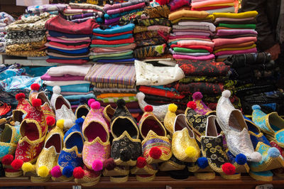 Various displayed for sale at market stall