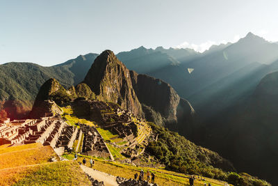 Scenic view of mountains against clear sky