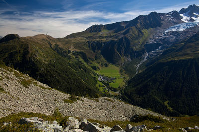 Scenic view of mountains against sky