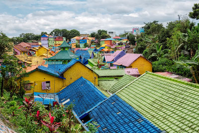 High angle view of townscape against sky