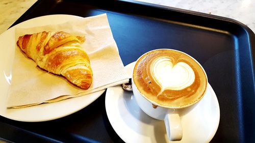 High angle view of coffee on table