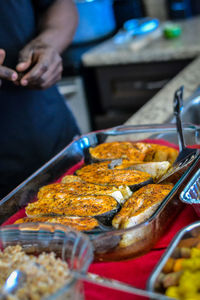 Close-up of preparing food fish