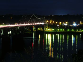 Bridge over river at night