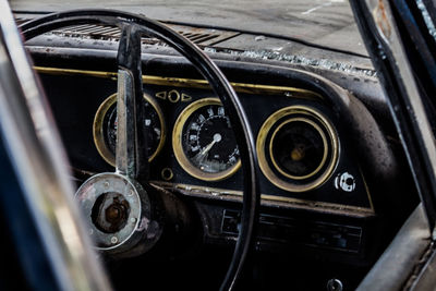 Close-up of vintage abandoned car