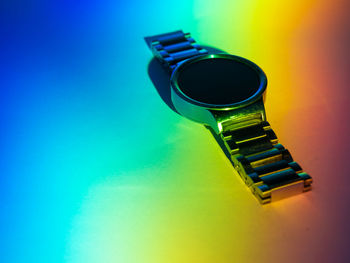 High angle view of coffee cup on table