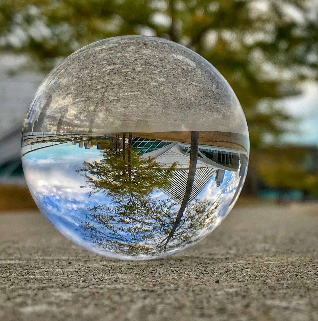 CLOSE-UP OF CRYSTAL BALL ON WATER