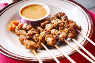 Close-up of food in plate on table