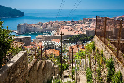 View of dubrovnik city and cable car taken from mount srd