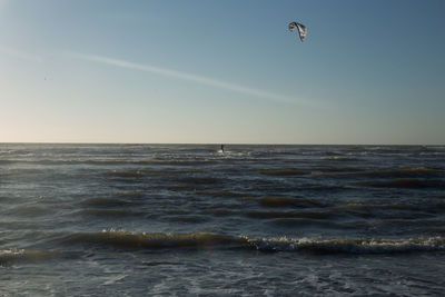 Scenic view of sea against clear sky