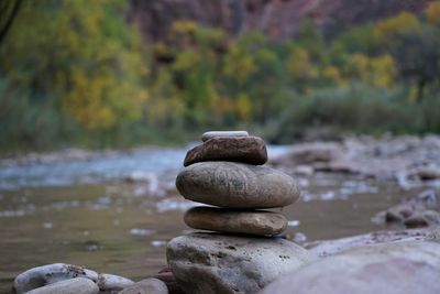 Stack of stones in lake