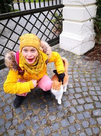 Portrait of cute girl outdoors