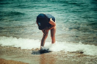 Waves splashing on shore