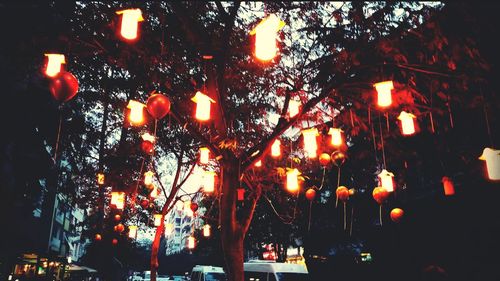 Illuminated street light at night