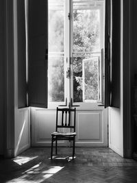 Empty chair in room at home