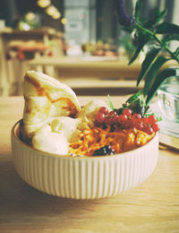 Close-up of served food in bowl