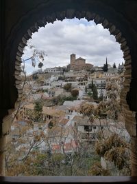 High angle view of buildings in city