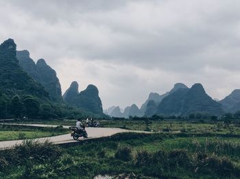 Scenic view of mountains against sky