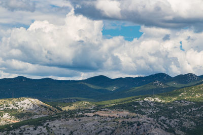 Scenic view of landscape against cloudy sky