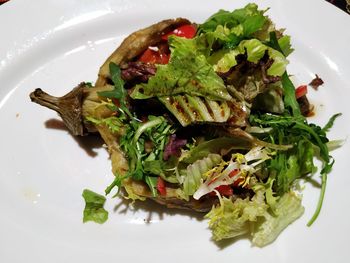 High angle view of meal served in plate