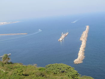 High angle view of sea against sky