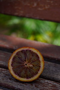 Close-up of lemon on table