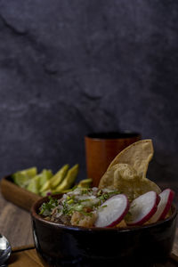 Close-up of food in bowl on table